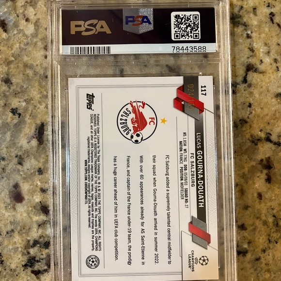 2022 Topps Chrome Lucas Gourna-Douath Pink Mini-Diamond Refractor RC #117 PSA 10 - Picture 4 of 4